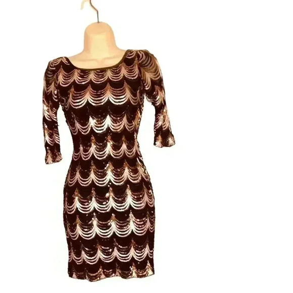Gold Black & Brinze Sequin Dress- BEAUTIFUL❤️ - Picture 9 of 16